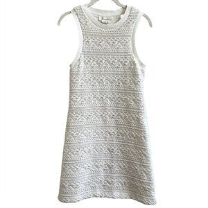 Anthropologie Sleeveless Textured Knit Shift Dress White Ivory Lace Pattern S